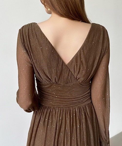 COCOMOMO ドレス 上品なきらめきで魅せる、ルミナスカシュクールドレス