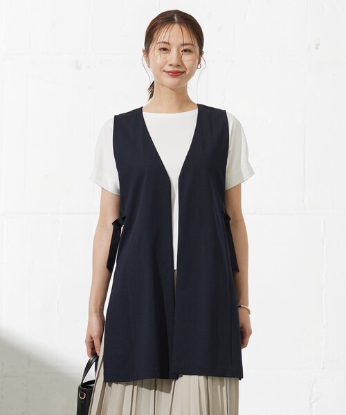 ベスト ジレ リネンライクジャージー ロング レディース
