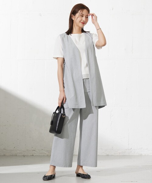 ベスト ジレ リネンライクジャージー ロング レディース