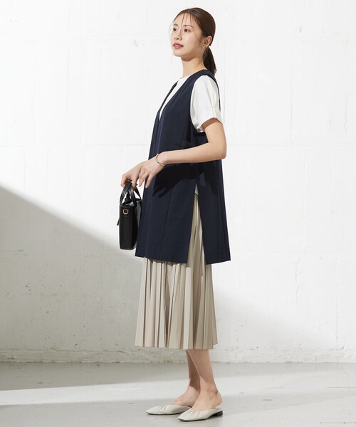 ベスト ジレ リネンライクジャージー ロング レディース