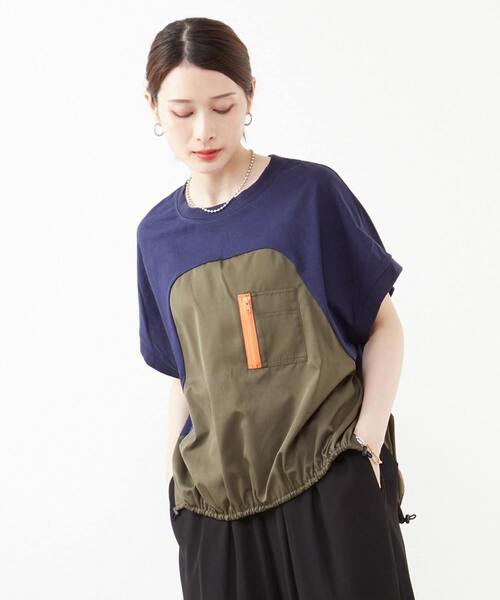 tシャツ 布帛ドッキングカットソー レディース