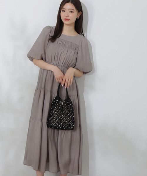 [グレースユー]25SS★Joan Shirring One-piece (Beige)★ シャーリングホルターネックロングワンピース | ファッション