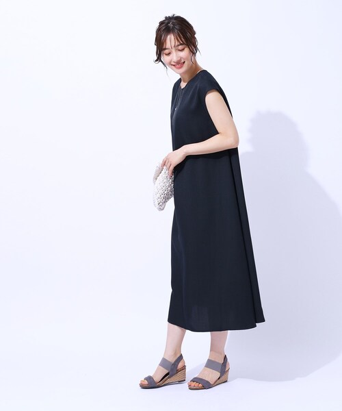 麻　ワンピース DRESKIP ワンピース 夏でも一枚でさらっと快適 麻調フレンチ