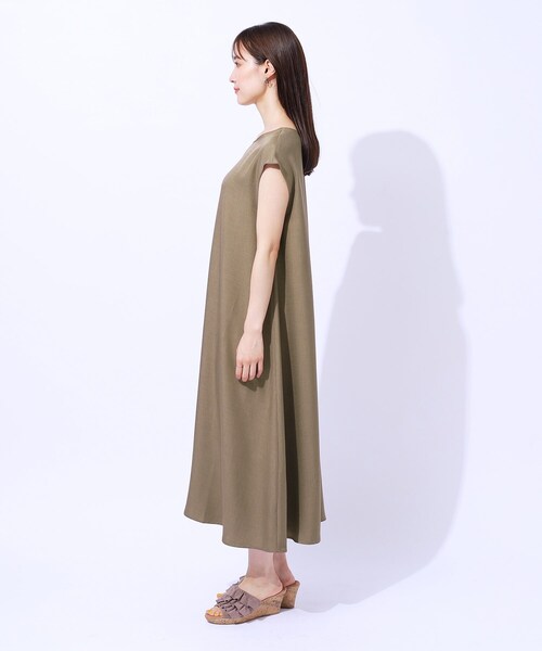 キャミソールワンピース 夏 麻 23区｜【洗える】リネンレーヨンストレッチ キャミソール