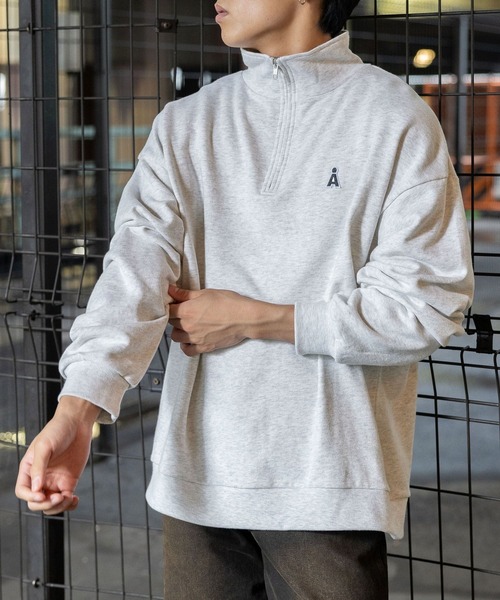 トレーナー スウェット 「UNISEX」ALAND／Aロゴ ハーフZIP（ウラケ） レディース メンズ