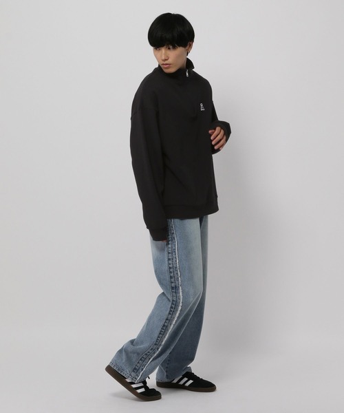 トレーナー スウェット 「UNISEX」ALAND／Aロゴ ハーフZIP（ウラケ） レディース メンズ ALAND トレーナー スウェット 「UNISEX」ALAND／Aロゴ ハーフZIP