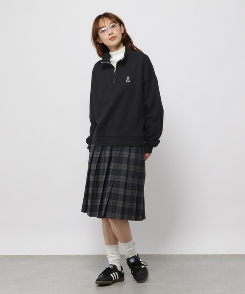 トレーナー スウェット 「UNISEX」ALAND／Aロゴ ハーフZIP（ウラケ） レディース メンズ ALAND トレーナー スウェット 「UNISEX」ALAND／Aロゴ ハーフZIP