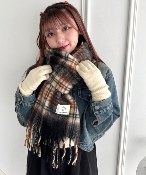 SOLLON.（ソルロン） マフラー ストール ボリュームチェックマフラー