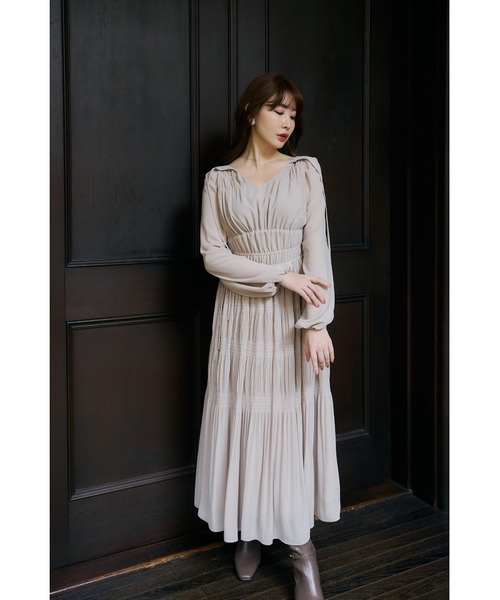 ワンピース Majolica Pleated Chiffon Long Dress レディース  