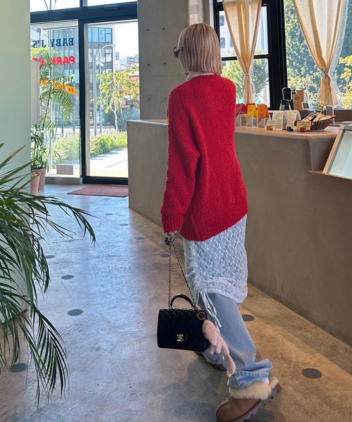 Alley Tokyo BIGカーデ Alley Tokyo カーディガン もこもこBIG花刺繍カーデ レディース
