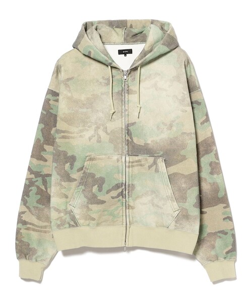 BEAMS トレーナー スウェット フェードカモ ジップアップ