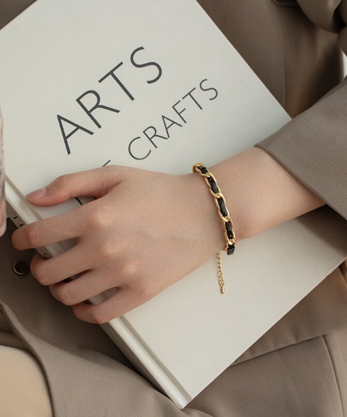 L LABEL（エルラベル） ブレスレット レザーチェーンコンビ