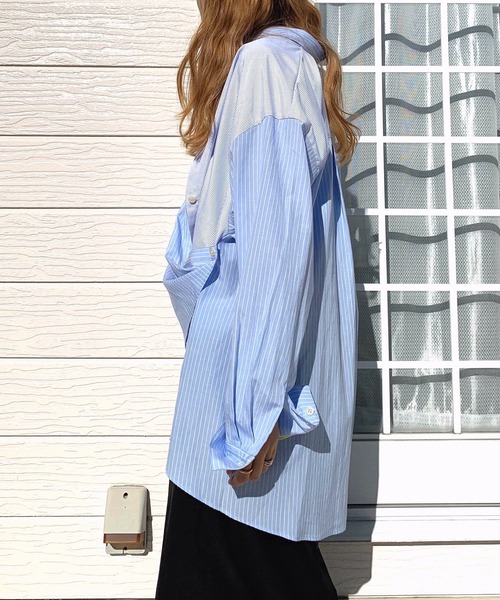 ブラウス シャツ 吸水速乾 クールマックスストライプシャツ レディース She's Closet ブラウス シャツ 「紫外線UVカット/吸水速乾」長袖