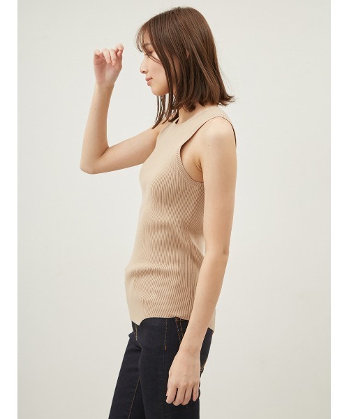 完売★Mila Owen ノースリーブポロニット ミラ オーウェン Mila Owen スリーブレスドライタッチポロニット