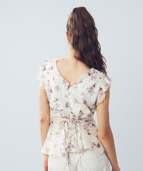 ブラウス シャツ ラメストライプブーケブラウス レディース me&me couture ブラウス シャツ ラメストライプブーケブラウス