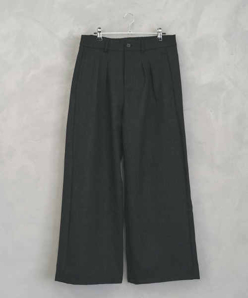 Shoowtime（ショウタイム） スラックス Tweed two-tuck wide straight