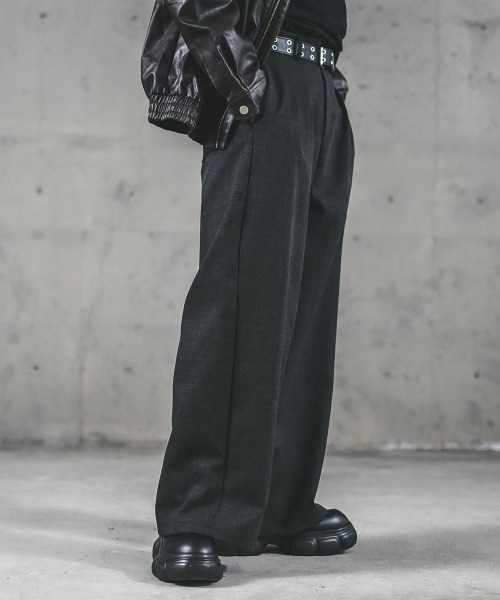 Shoowtime（ショウタイム） スラックス Tweed two-tuck wide straight