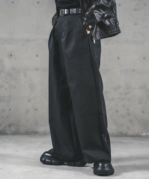 Shoowtime（ショウタイム） スラックス Tweed two-tuck wide straight