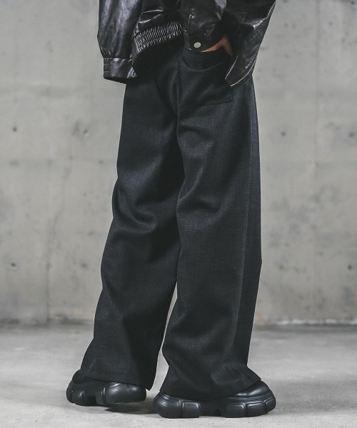 Shoowtime（ショウタイム） スラックス Tweed two-tuck wide straight