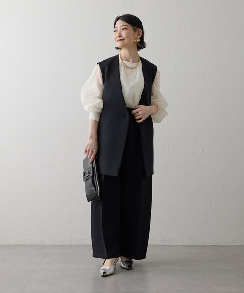 2/24以降発送　earイアパピヨネ　スミスタイル　ロングベスト　ジレ美品 2/24以降発送 earイアパピヨネ スミスタイル ロングベスト ジレ
