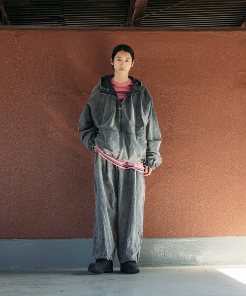 フェード ジップ ブルゾン BROWN FUMIKA UCHIDA/ SPLASHED PATTERN ZIP-UP BLOUSON / BROWN - 601