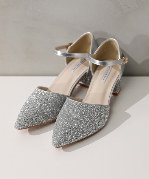 Kana パンプス グリッター チャンキーヒール フォーマル パンプス 結婚