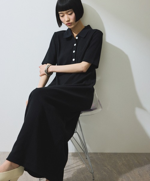 ADAM ET ROPE'【新品】ポロシャツワンピース ブラック F ADAM ET ROPE' ワンピース 「WEB限定」ポロシャツワンピース
