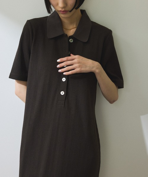アダムエロペ 【WEB限定】ハーフスリーブポロシャツワンピース ブラック WEB限定】ハーフスリーブポロシャツワンピース｜アダムエロペの