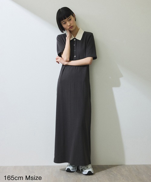 ADAM ET ROPE' シャツワンピース 「WEB限定」ハーフスリーブ