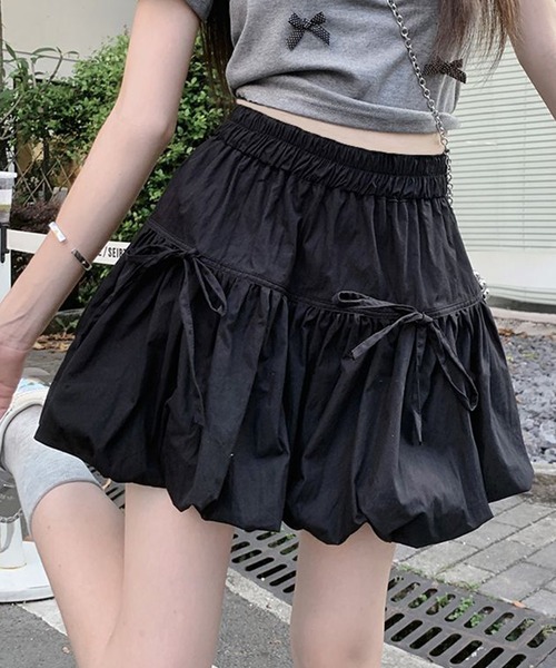 MARS リボン柄 バルーンシルエット ミニスカート DAY CLOSET スカート レディース ゆるかわシルエットリボン