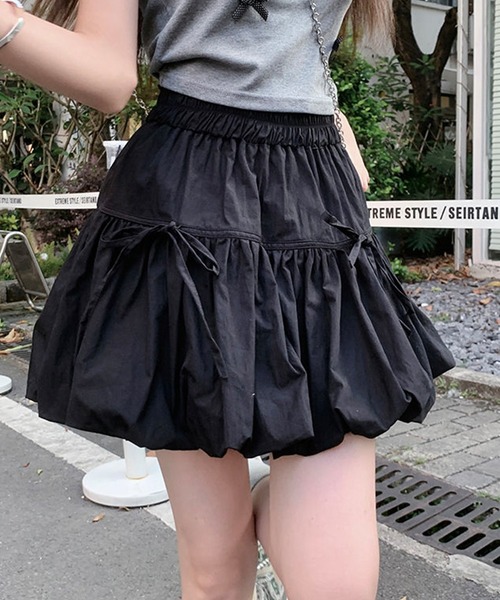 DAY CLOSET スカート レディース ゆるかわシルエットリボン