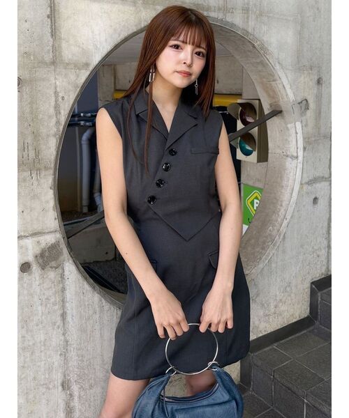 MURUA マニッシュベストミニワンピース　アイボリー マニッシュベストミニワンピース[品番：MKSW0063990]｜MURUA