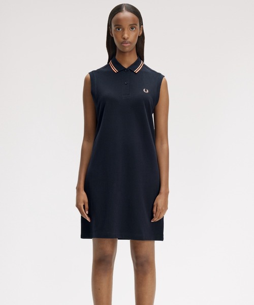 FRED PERRY ネイビー 半袖ミニワンピース FRED PERRY（フレッドペリー） ワンピース The Sleeveless Fred Perry