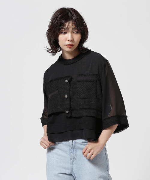 tシャツ AULA AILA/アウラアイラ/TWEED COMBINATION PULLOVER/ツイードコンビネーションプルオーバー レディース TWEED COMBINATION PULLOVER — aulaaila