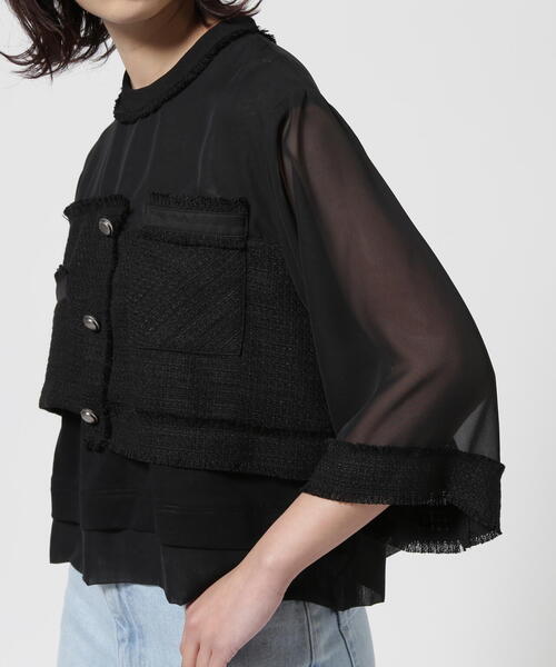tシャツ AULA AILA/アウラアイラ/TWEED COMBINATION PULLOVER/ツイードコンビネーションプルオーバー レディース TWEED COMBINATION PULLOVER — aulaaila
