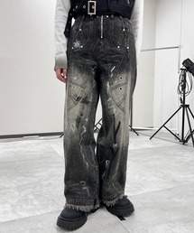 ジーンズ デニム デニムパンツ Y2Kペイントワイドバギーデニム