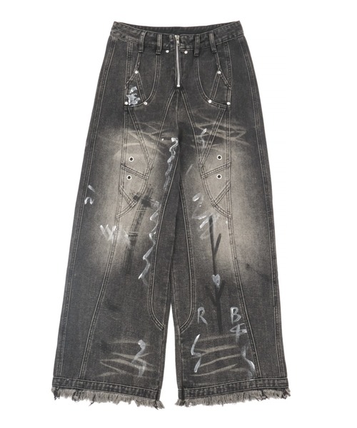 eeeeeArtmonster 犬柄 ストーン付き デニム ワイドパンツ Y2K 楽天市場】ジーンズ ワイドパンツ メンズ 犬柄 デニムパンツ Gパン