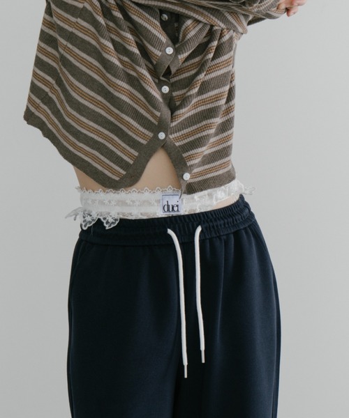 lumier シアーダンボールフーディー+レースレイヤードスウェットパンツSET SET]シアーダンボールフーディー+レースレイヤードスウェット