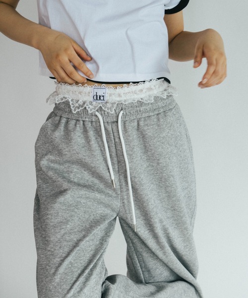 duei スウェットパンツ ジャージ レースレイヤードスウェット