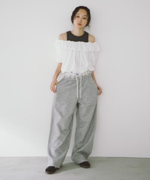 duei スウェットパンツ ジャージ レースレイヤードスウェット