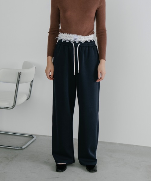 duei スウェットパンツ ジャージ レースレイヤードスウェット