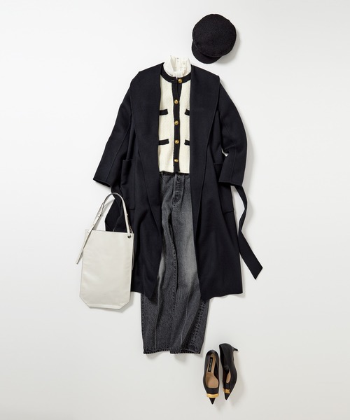 ノーカラーレザーバックルボアコート FD23W244 ノーカラーレザー