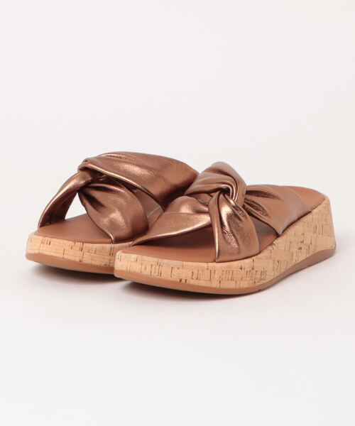 fitflop サンダル　US6 レザー　コルク　ゴールド　29,700円のお品 fitflop サンダル US6 レザー コルク ゴールド 29,700円のお品