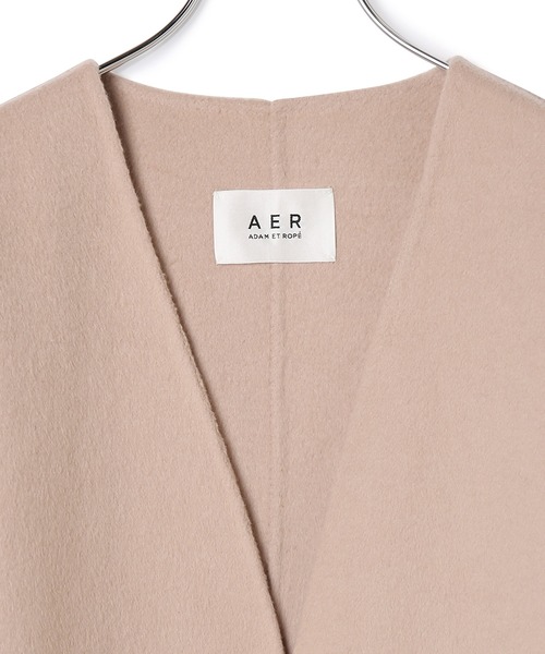 新品タグ付き　アダムエロペ　ノーカラーコート ADAM ET ROPE'（アダムエロペ） ノーカラーコート L オフホワイト