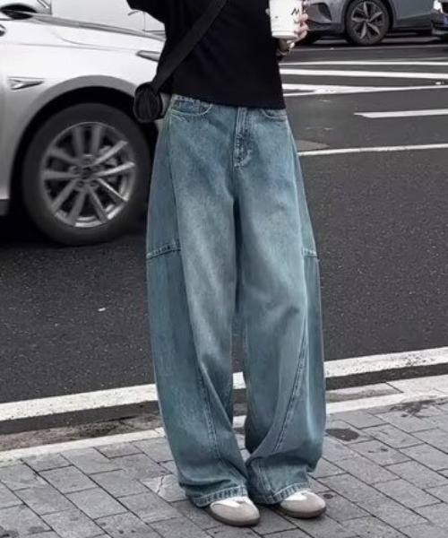 ジーンズ デニム デニムパンツ カーブデザイン ワイドデニム