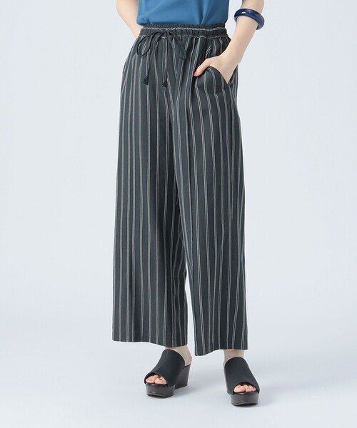 破格❤️美品❤️レディーススーツ❤️HILTON❤️ブラックストライプ❤️7号❤️パンツ BEAMS HEART スラックス パンツ 先染め ストライプ レディース