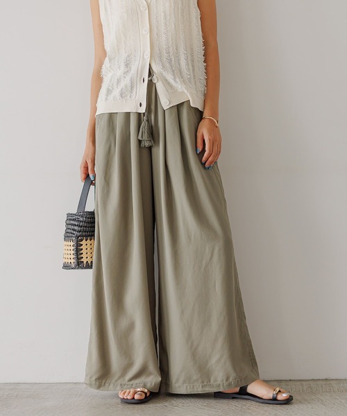 LIMI feu テンセル サスペンダー ハイウエスト ワイドパンツ DOUBLE SATIN SUSPENDER PANTS(S Black): LIMI feu｜THE SHOP