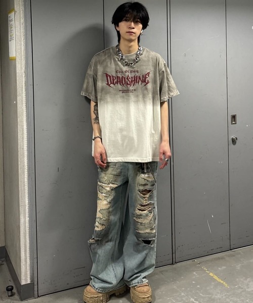 ワイドパンツ ジーンズ デニム デニムパンツ ハードダメージデニム