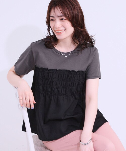 DRESKIP tシャツ 「洗える/S-LL」大人に似合う ビスチェ風