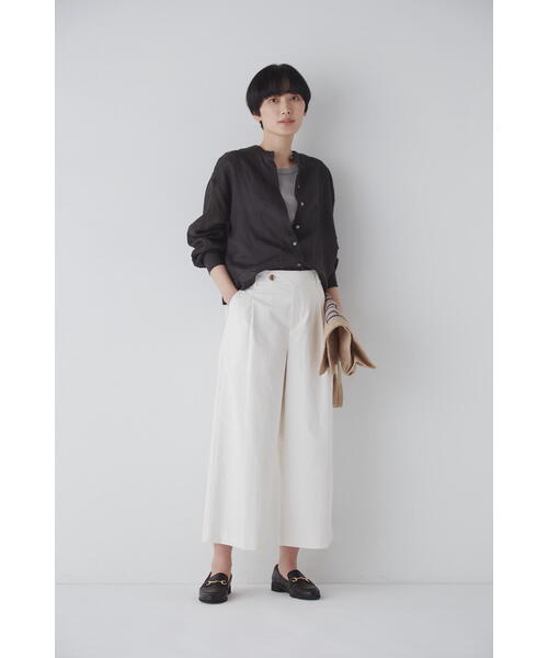 human woman」 長袖ブラウス MEDIUM チャコールグレー レディース